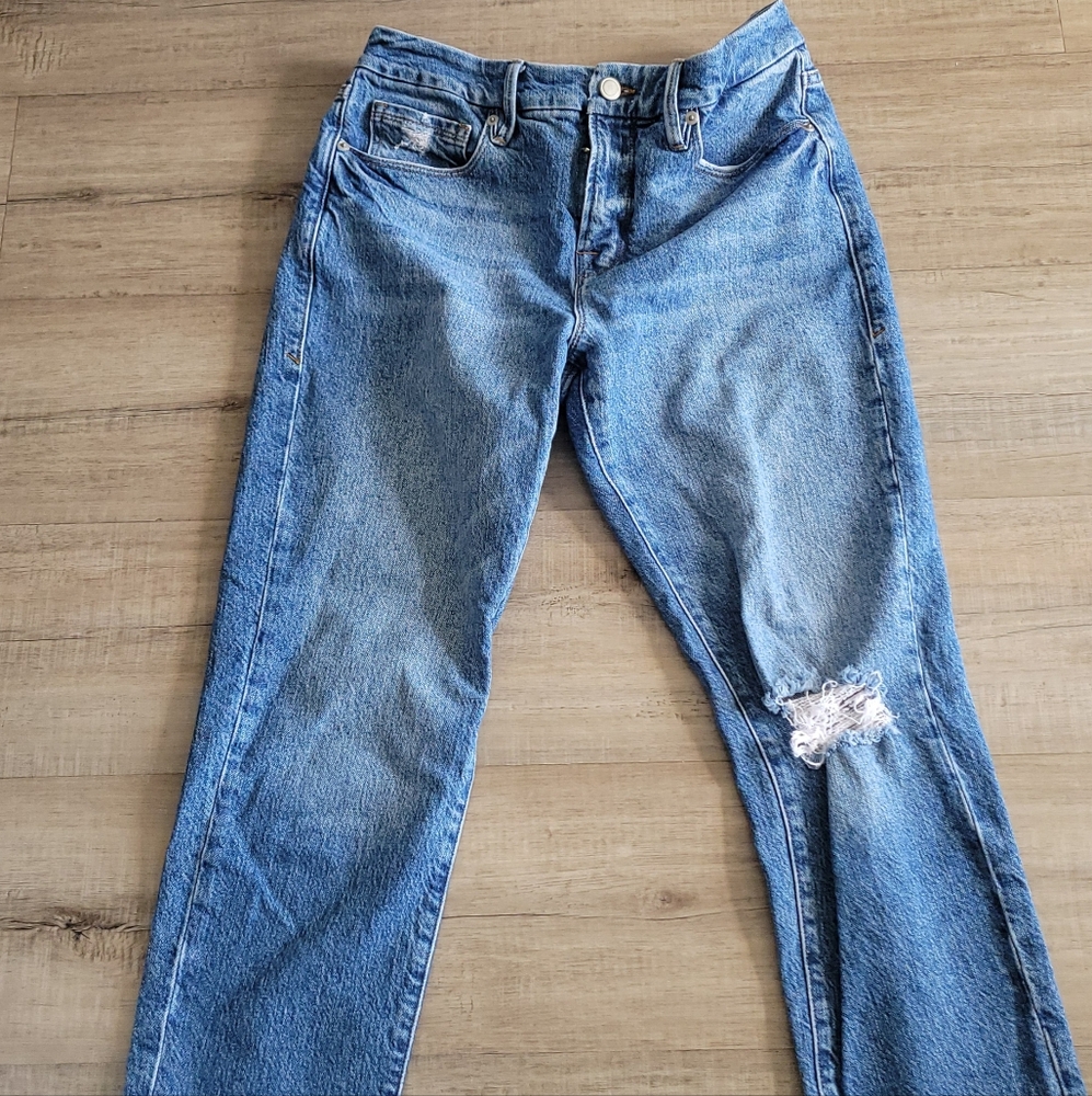 Good American Blue Straight Leg Jeans